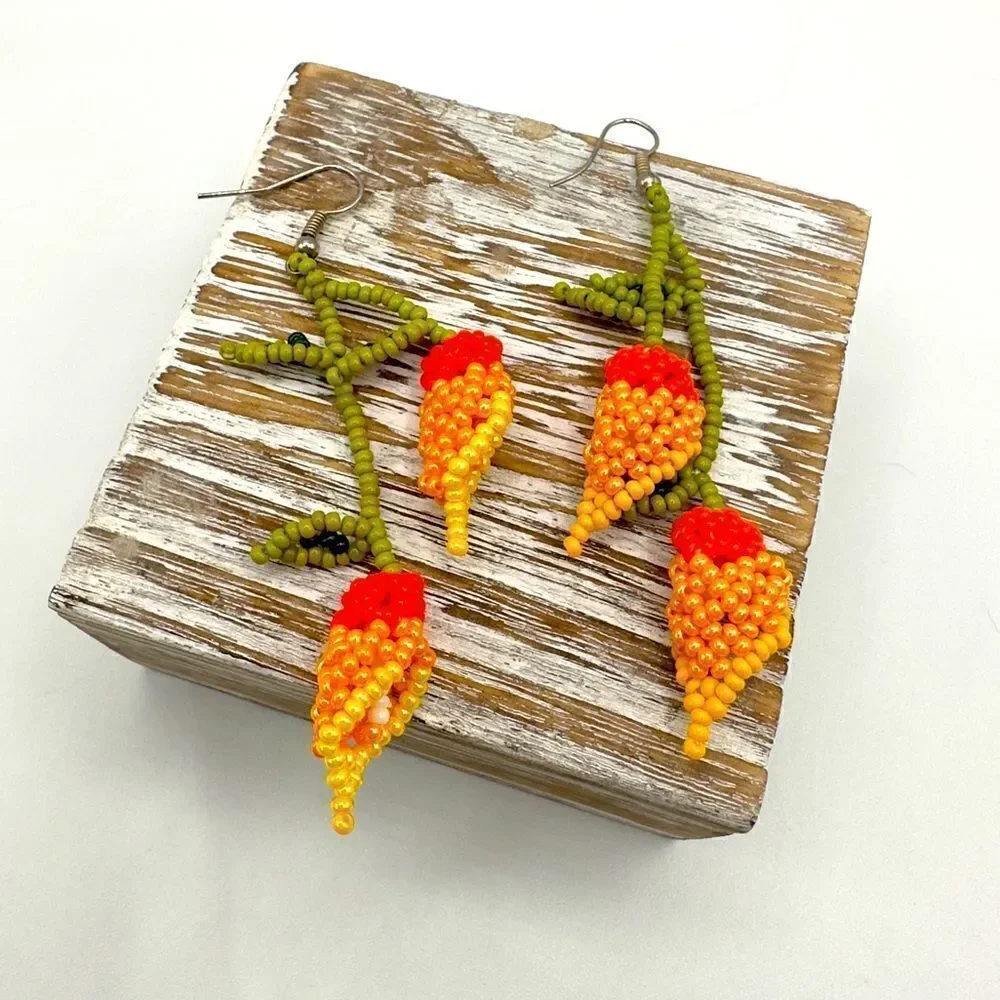 Vintage Handmade Seedbed Flower Earrings